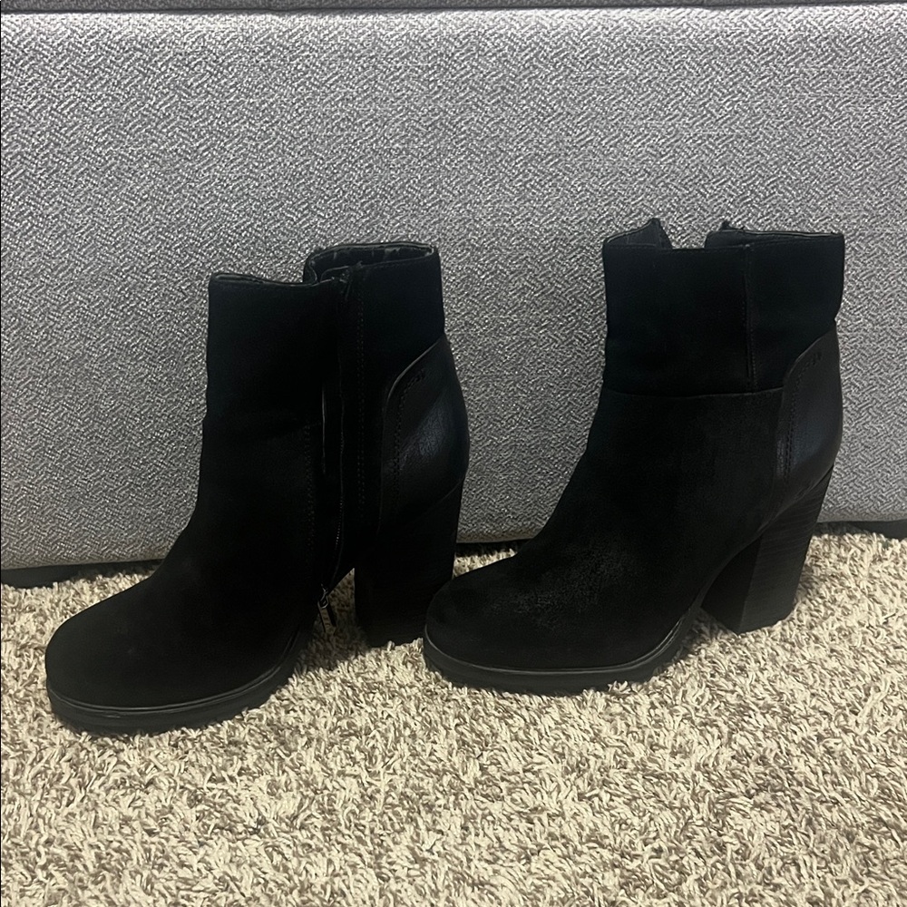 Sam Edelman Women’s Black Suede Ankle Boots with Block Heel